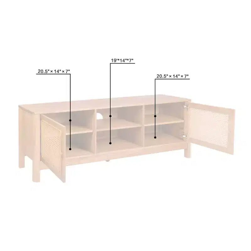 Natural Cane Rectangle TV Stand for TVs up to 70 in. - Natural