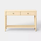 Turned Wood Console Table with Two Drawers - Natural