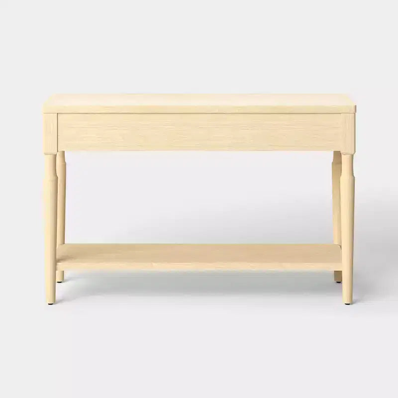 Turned Wood Console Table with Two Drawers - Natural