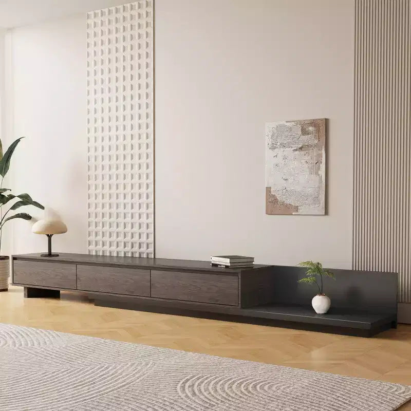 78.7in Expandable TV Stand in Dark Walnut with 3 Drawers