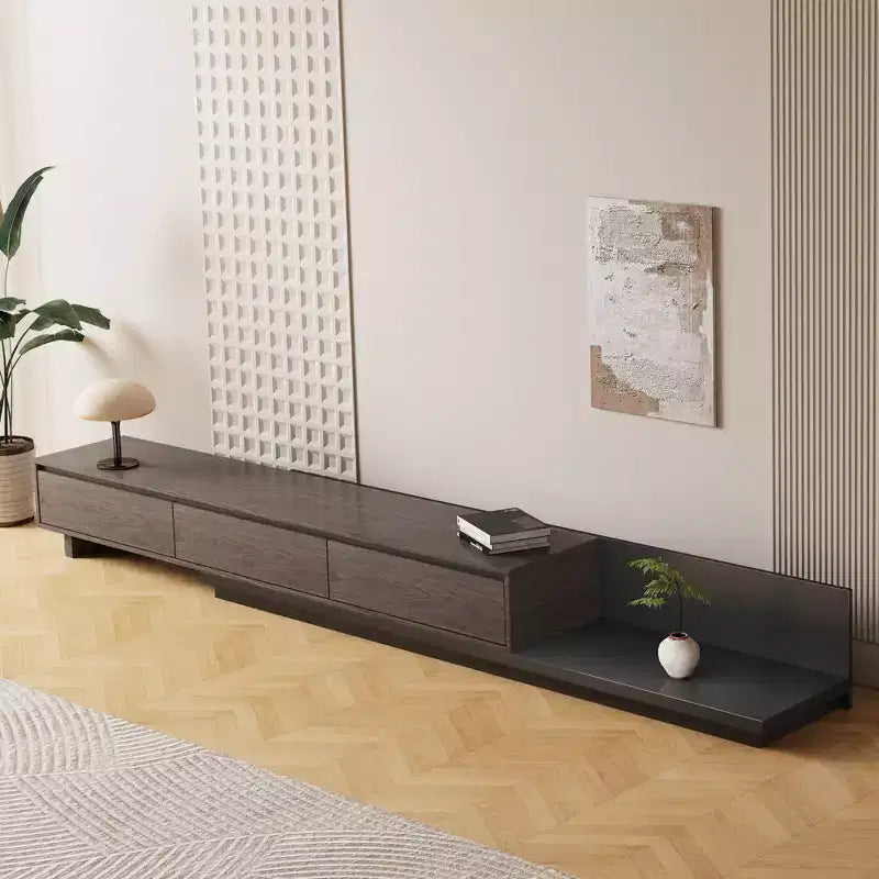 78.7in Expandable TV Stand in Dark Walnut with 3 Drawers