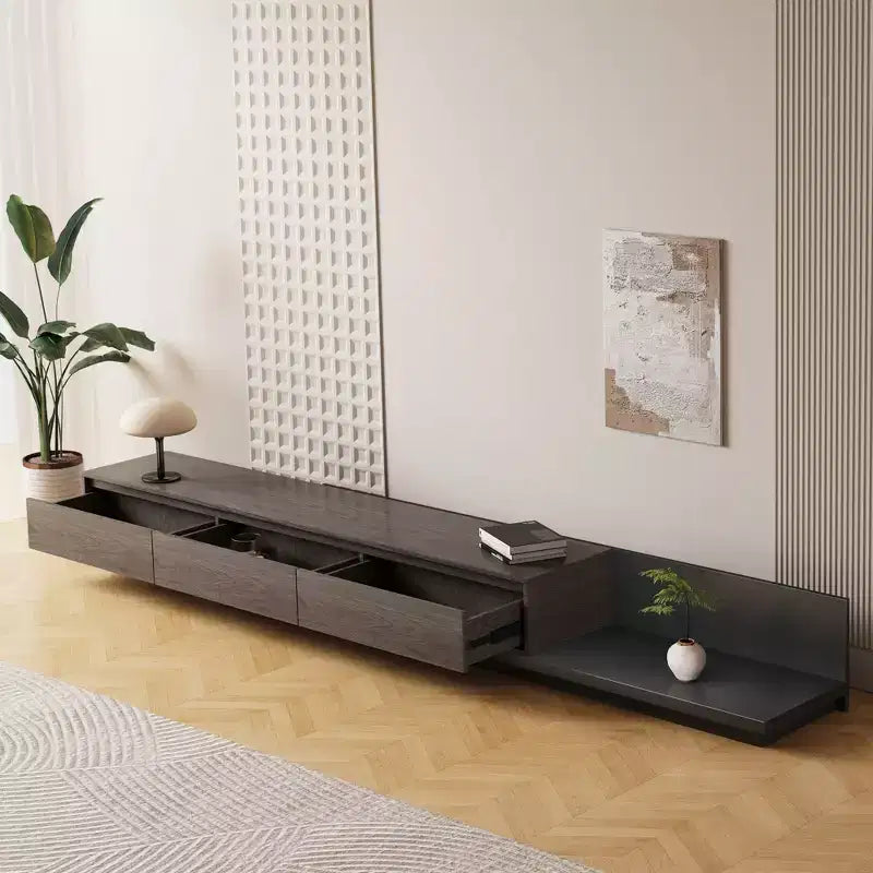 78.7in Expandable TV Stand in Dark Walnut with 3 Drawers