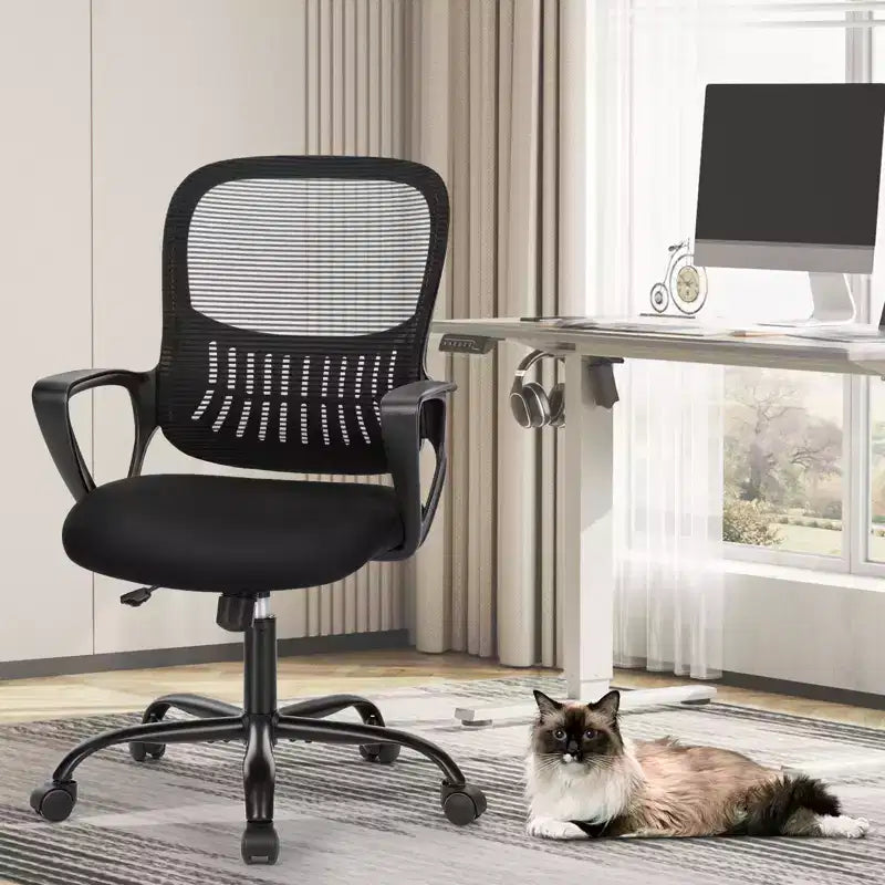 Modern Mesh Lumbar Support Ergonomic Office Gaming Chair with Non-Adjustable Arms