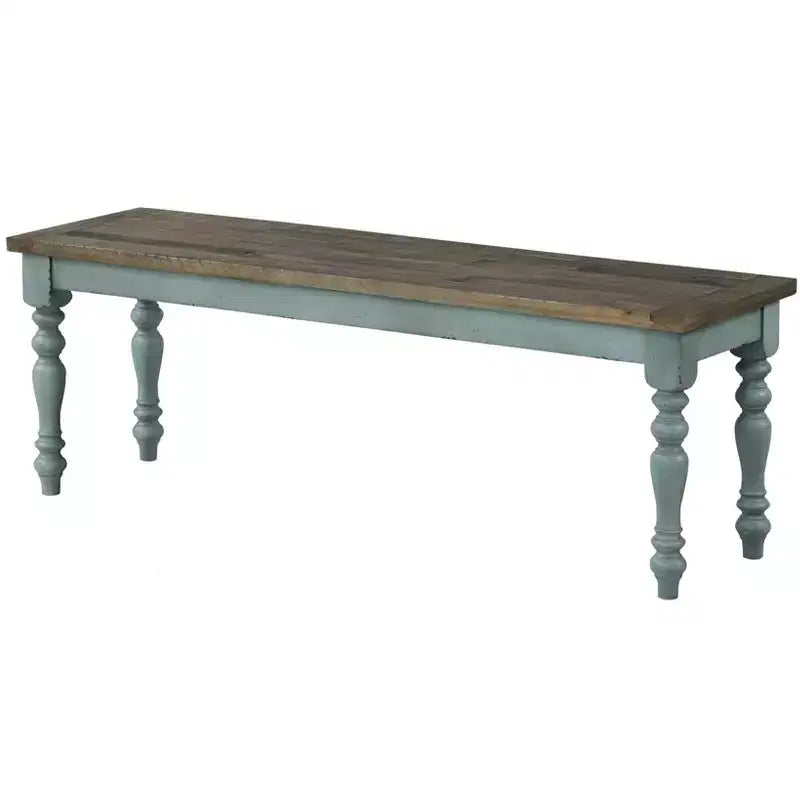 Two-Tone Wood Upholstered Dining Bench