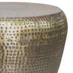 Round Metal Side Table with Hammered Texture