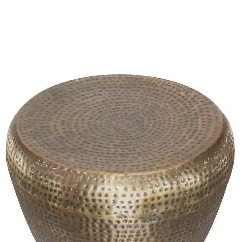 Round Metal Side Table with Hammered Texture