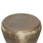 Round Metal Side Table with Hammered Texture