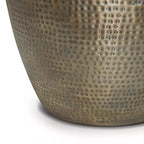 Round Metal Side Table with Hammered Texture