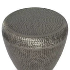 Round Metal Side Table with Hammered Texture
