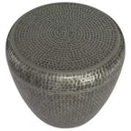 Round Metal Side Table with Hammered Texture