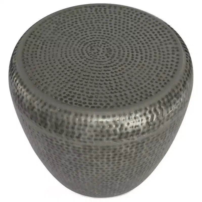 Round Metal Side Table with Hammered Texture