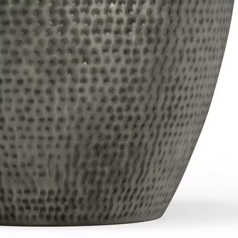 Round Metal Side Table with Hammered Texture