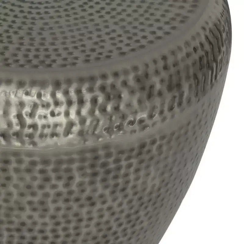 Round Metal Side Table with Hammered Texture