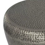 Round Metal Side Table with Hammered Texture
