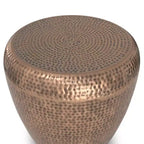 Round Metal Side Table with Hammered Texture