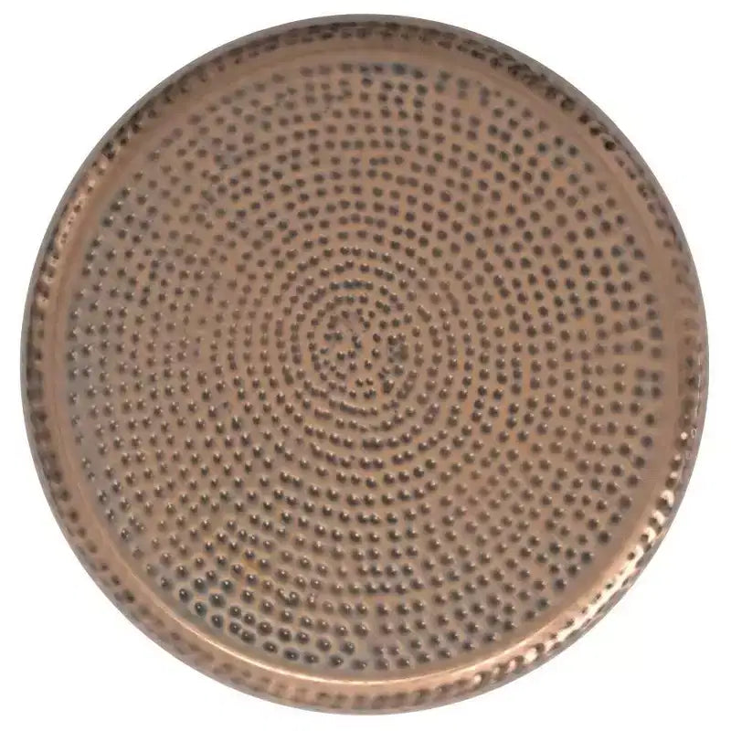 Round Metal Side Table with Hammered Texture