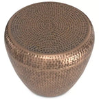 Round Metal Side Table with Hammered Texture