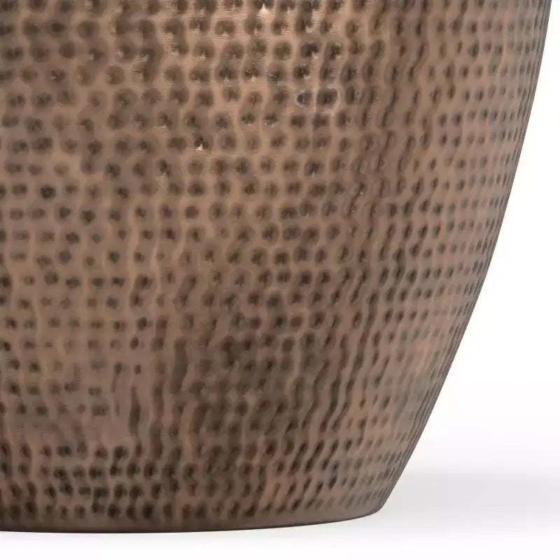 Round Metal Side Table with Hammered Texture