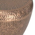 Round Metal Side Table with Hammered Texture