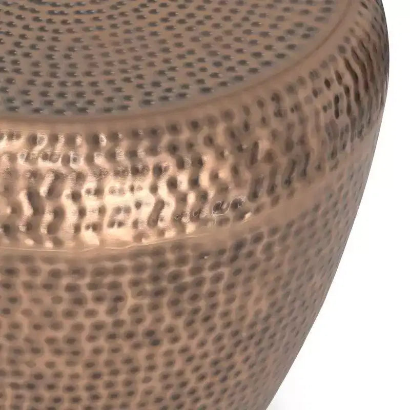 Round Metal Side Table with Hammered Texture