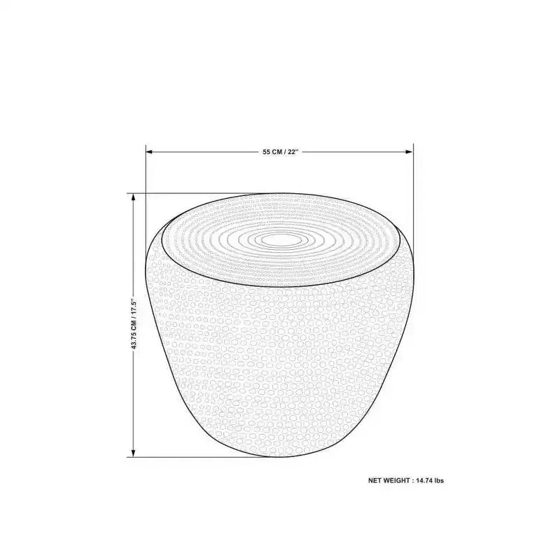 Round Metal Side Table with Hammered Texture