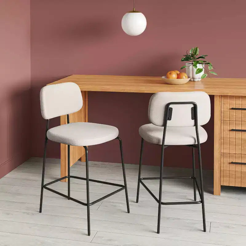 24" Upholstered Counter Height Barstool with Footrest